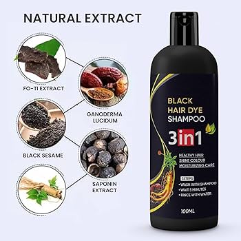 Black hair dye shampoo 3in1(pack 2)