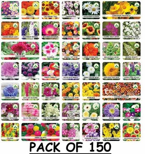 Zenycart 150 Variety Of Organic Flower Seeds And  Plant Growth Free Pack Of 1