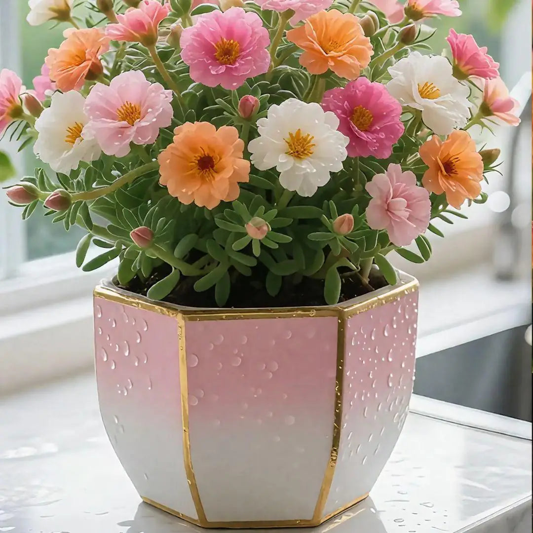 Double Moss Rose seeds + 100 grams Organic potmix Free PACK 2